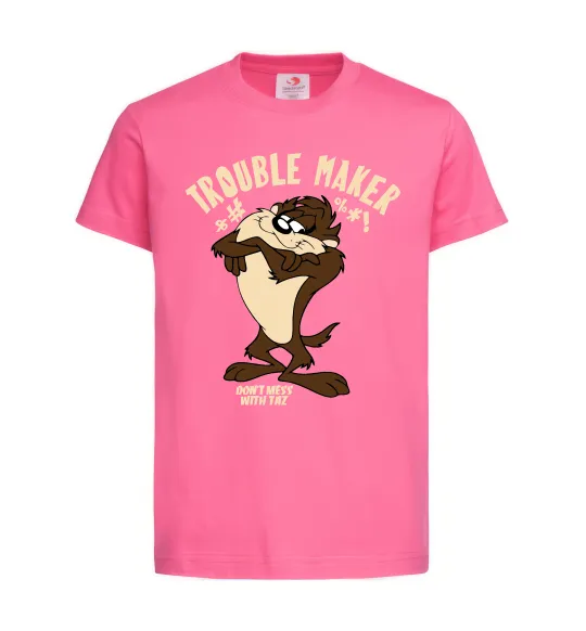 Детская футболка Trouble maker Taz Ярко-розовый фото