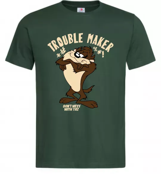 Мужская футболка Trouble maker Taz Темно-зеленый фото
