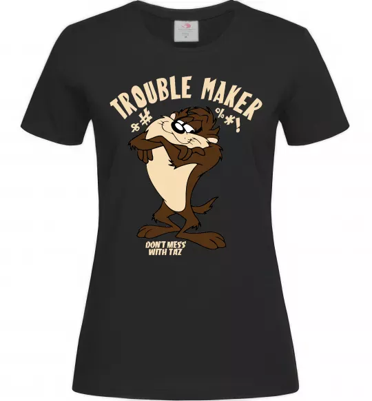 Жіноча футболка Trouble maker Taz Чорний фото