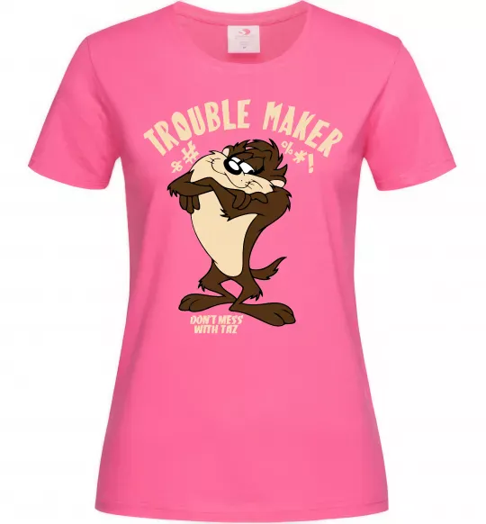Жіноча футболка Trouble maker Taz Яскраво-рожевий фото