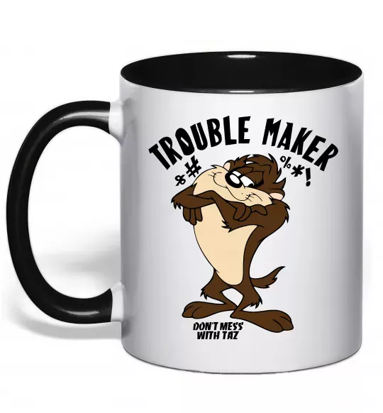 Чашка з кольоровою ручкою Trouble maker Taz Чорний фото
