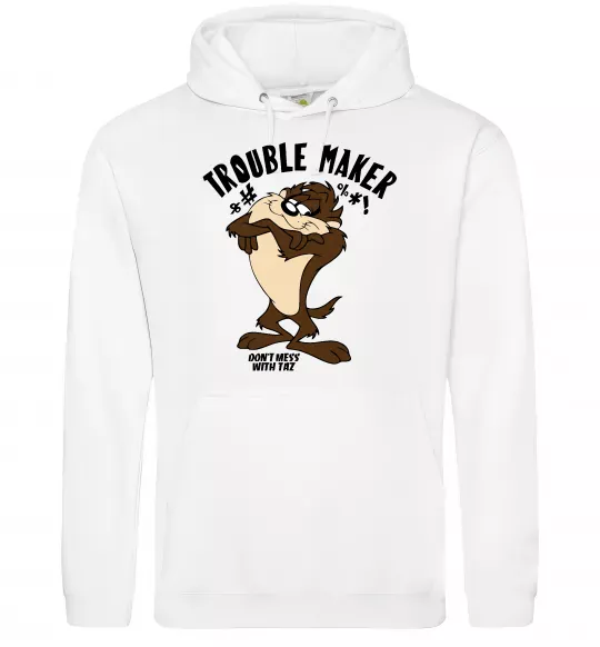 Мужская толстовка (худи) Trouble maker Taz Белый фото