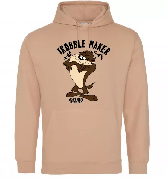 Мужская толстовка (худи) Trouble maker Taz Песочный фото