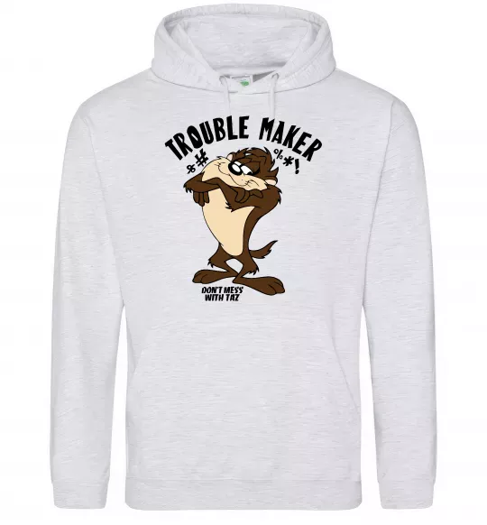 Женская толстовка (худи) Trouble maker Taz Серый меланж фото