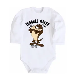 Детский боди Trouble maker Taz Белый фото