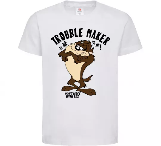 Детская футболка Trouble maker Taz Белый фото