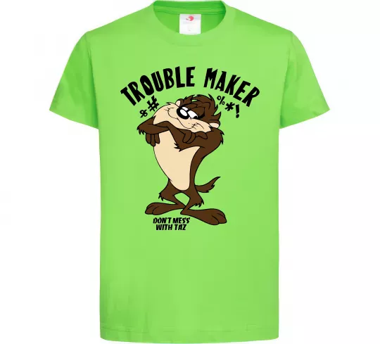 Детская футболка Trouble maker Taz Лаймовый фото