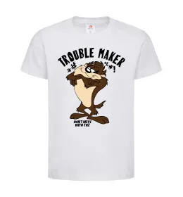 Детская футболка Trouble maker Taz Белый фото