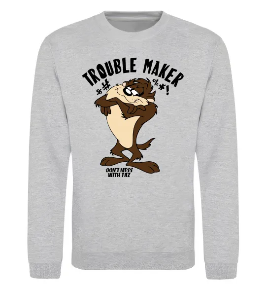 Свитшот Trouble maker Taz Серый меланж фото