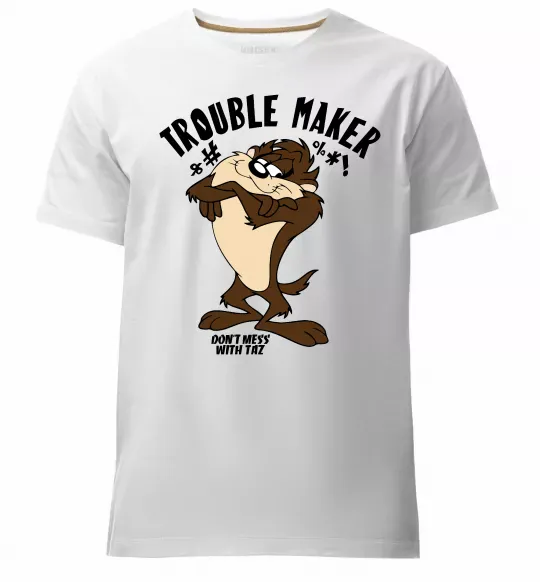 Мужская премиум футболка Trouble maker Taz Белый фото