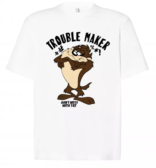 Футболка Оверсайз Trouble maker Taz Білий фото