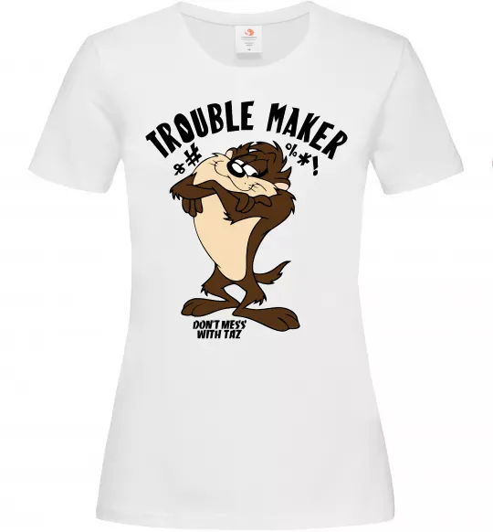 Жіноча футболка Trouble maker Taz Білий фото