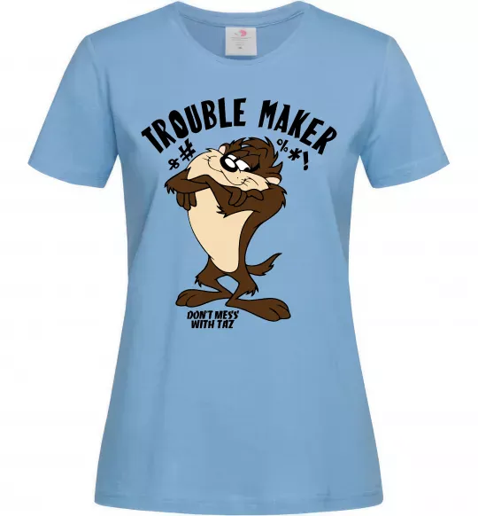Жіноча футболка Trouble maker Taz Блакитний фото