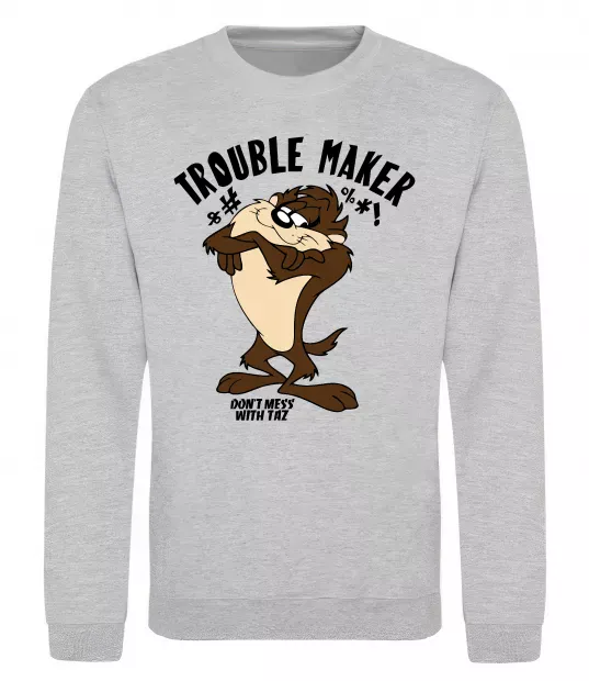 Світшот Trouble maker Taz Сірий меланж фото