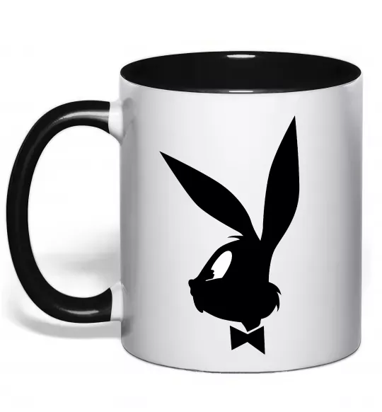 Чашка з кольоровою ручкою Play bunny Чорний фото