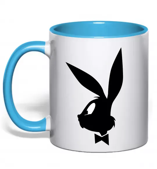 Чашка з кольоровою ручкою Play bunny Блакитний фото