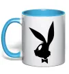 Чашка з кольоровою ручкою Play bunny Блакитний фото