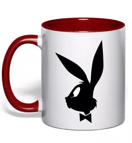 Чашка з кольоровою ручкою Play bunny Червоний фото