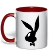 Чашка з кольоровою ручкою Play bunny Червоний фото