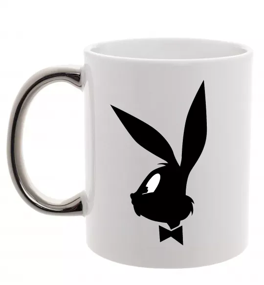 Чашка з кольоровою ручкою Play bunny Срібло фото