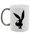 Чашка з кольоровою ручкою Play bunny Срібло фото