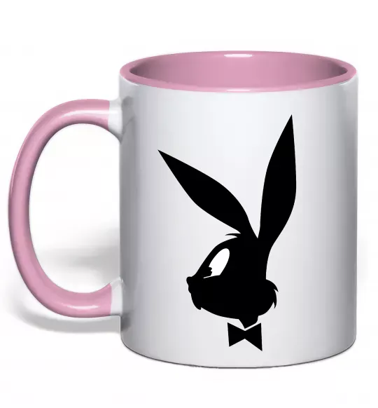Чашка з кольоровою ручкою Play bunny Ніжно рожевий фото