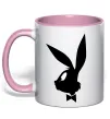 Чашка з кольоровою ручкою Play bunny Ніжно рожевий фото