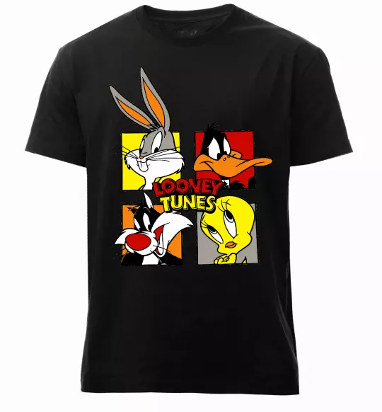 Мужская премиум футболка Looney Tunes персонажі Черный фото