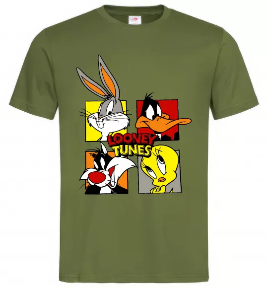 Мужская футболка Looney Tunes персонажі Оливковый фото