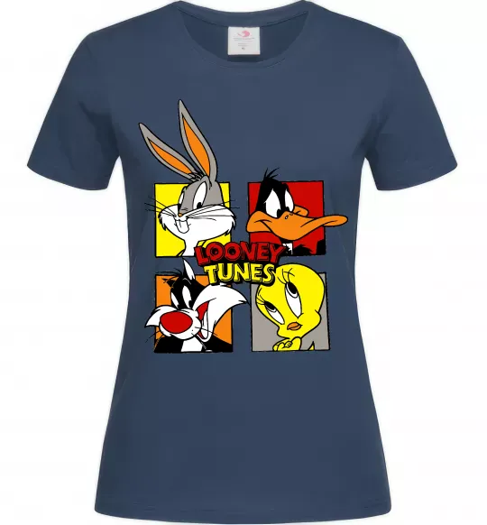 Жіноча футболка Looney Tunes персонажі Темно-синій фото
