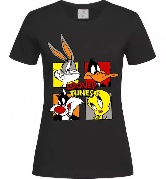 Жіноча футболка Looney Tunes персонажі Чорний фото