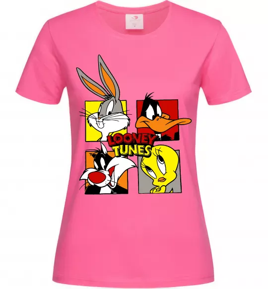Жіноча футболка Looney Tunes персонажі Яскраво-рожевий фото