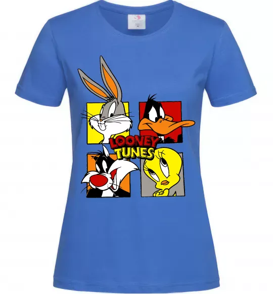 Жіноча футболка Looney Tunes персонажі Яскраво-синій фото
