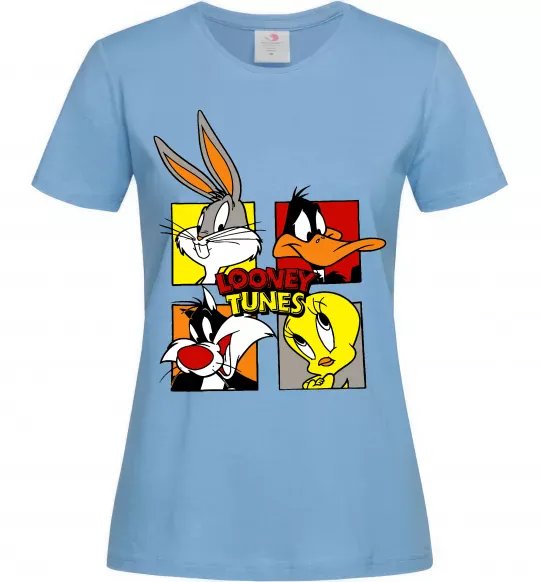 Жіноча футболка Looney Tunes персонажі Блакитний фото