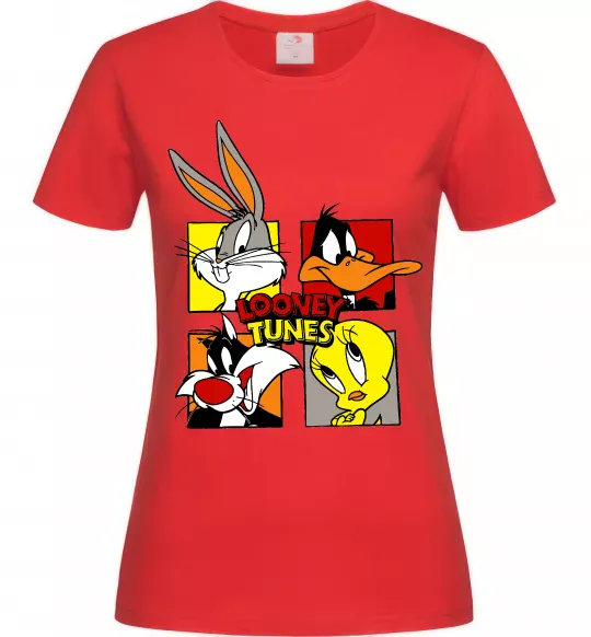 Жіноча футболка Looney Tunes персонажі Червоний фото