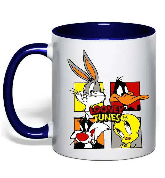 Чашка с цветной ручкой Looney Tunes персонажі Глубокий темно-синий фото