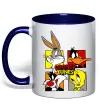 Чашка с цветной ручкой Looney Tunes персонажі Глубокий темно-синий фото