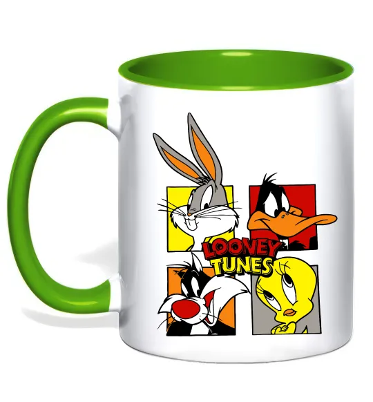 Чашка з кольоровою ручкою Looney Tunes персонажі Лаймовий фото