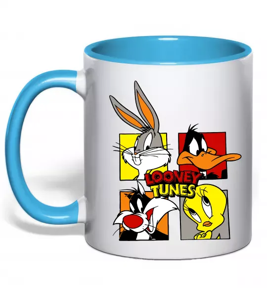 Чашка с цветной ручкой Looney Tunes персонажі Голубой фото