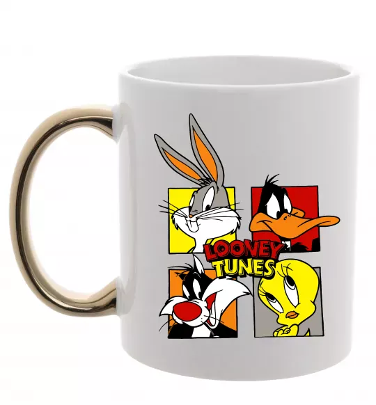 Чашка с цветной ручкой Looney Tunes персонажі Золото фото