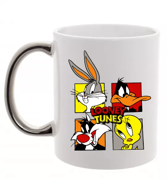 Чашка с цветной ручкой Looney Tunes персонажі Серебро фото