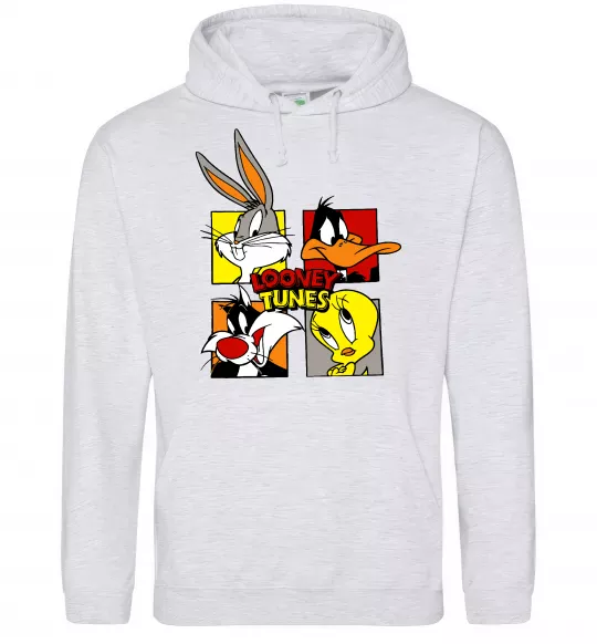 Мужская толстовка (худи) Looney Tunes персонажі Серый меланж фото