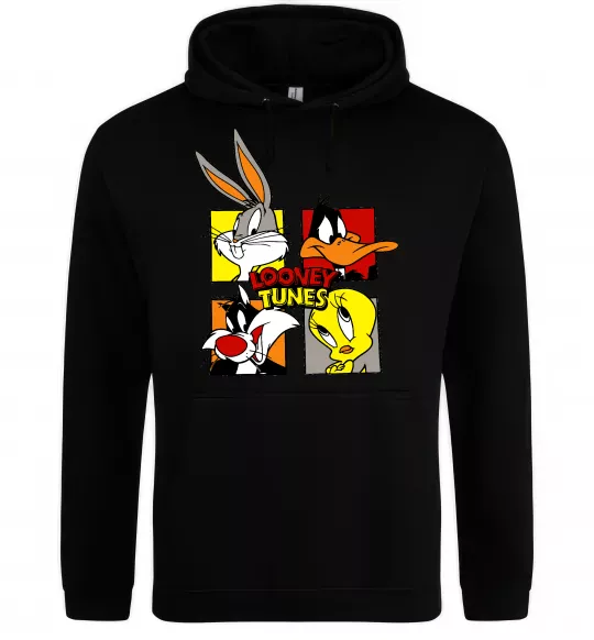 Женская толстовка (худи) Looney Tunes персонажі Черный фото