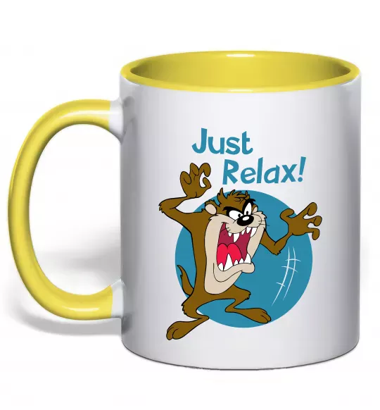 Чашка с цветной ручкой Just relax Taz Солнечно желтый фото