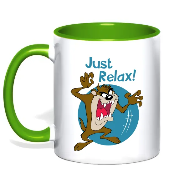 Чашка с цветной ручкой Just relax Taz Лаймовый фото