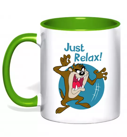 Чашка с цветной ручкой Just relax Taz Зеленый фото