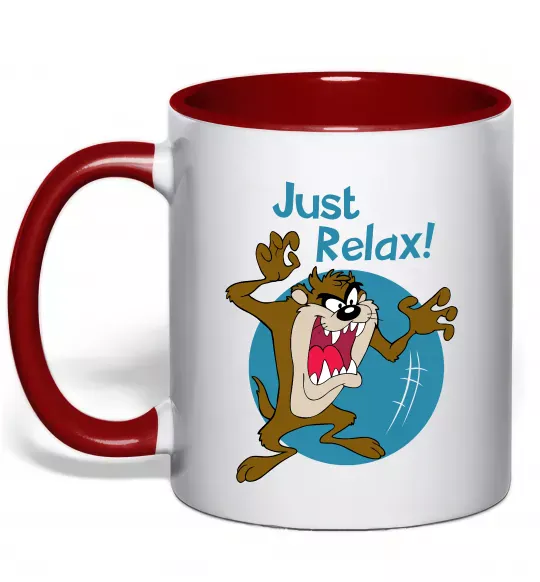 Чашка с цветной ручкой Just relax Taz Красный фото