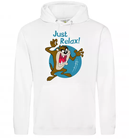 Женская толстовка (худи) Just relax Taz Белый фото