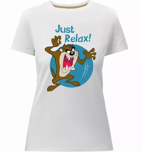 Женская премиум футболка Just relax Taz Белый фото