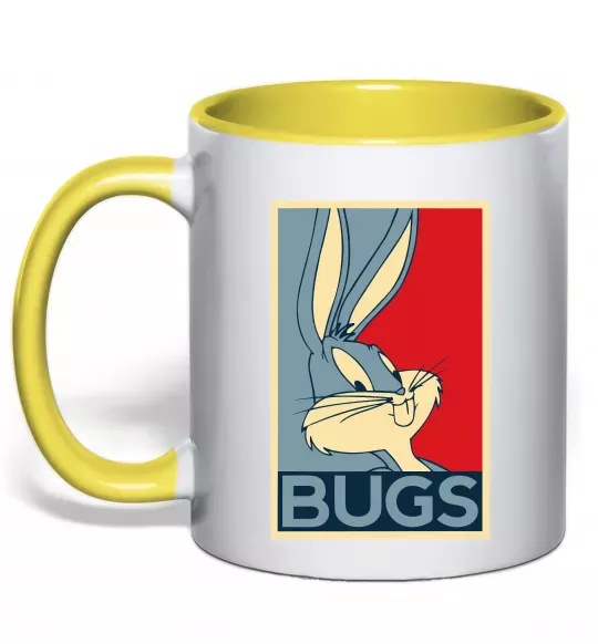 Чашка с цветной ручкой Bugs Солнечно желтый фото